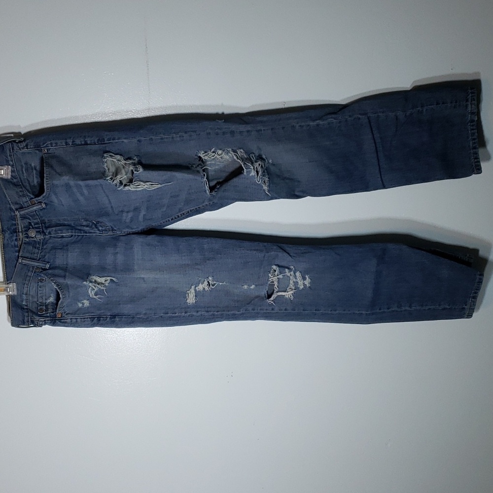 Levis 514 Mens Straight Distressed Blue Denim Jeans 33x32